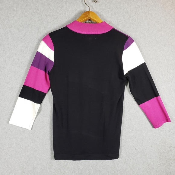 Carol Rose Women's Mock Neck Sweater Size M Colorblock‎ 1/4 Zip 3/4 Sleeve NWT - Picture 2 of 9